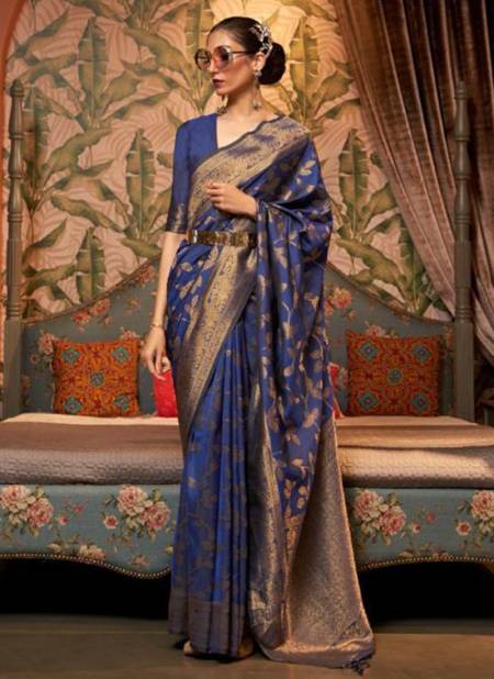 Navy Blue Colour RAJTEX KAAFILA Heavy Wedding Wear Silk Designer Latest Saree Collection 249007
